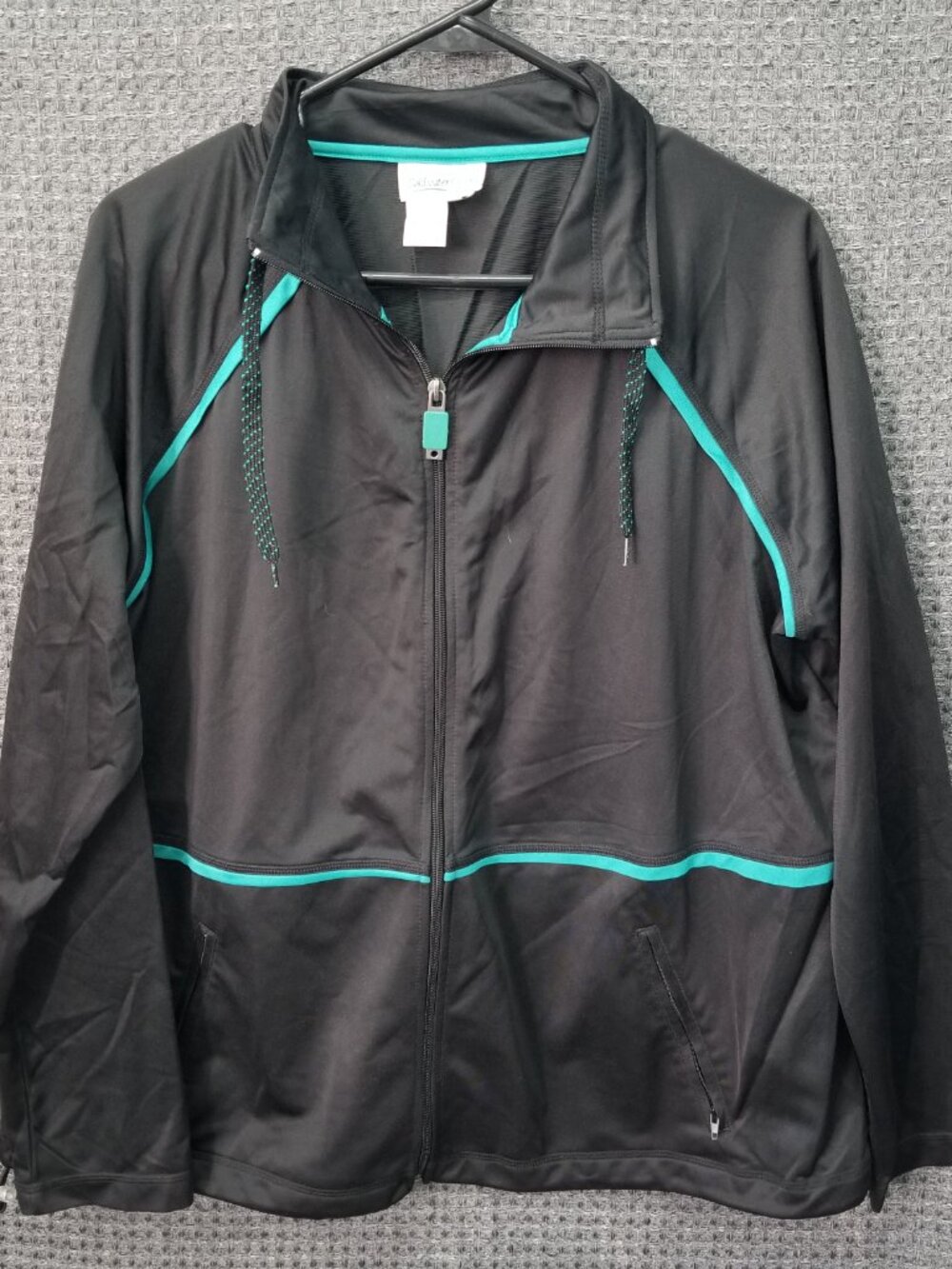 Coldwater Creek Track Jacket Mens 1X Black Full Zip Activewear Athleisure